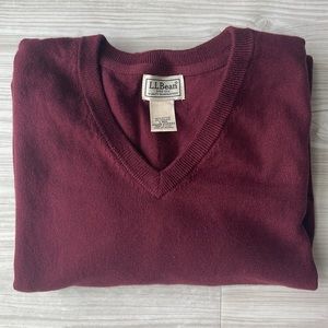 LL Bean red v-neck sweater